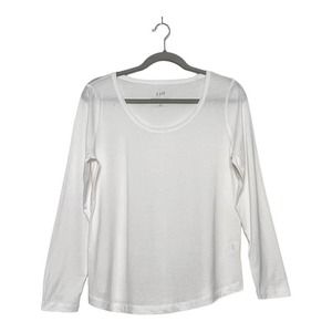 J.Jill whisper weight pure white long sleeve top with scoop neck, Women's MP